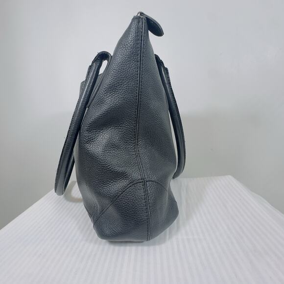 Lodis Siera Purse Genuine Black Leather Tote Bag, Luggage Pass-Through on Back - Picture 9 of 14